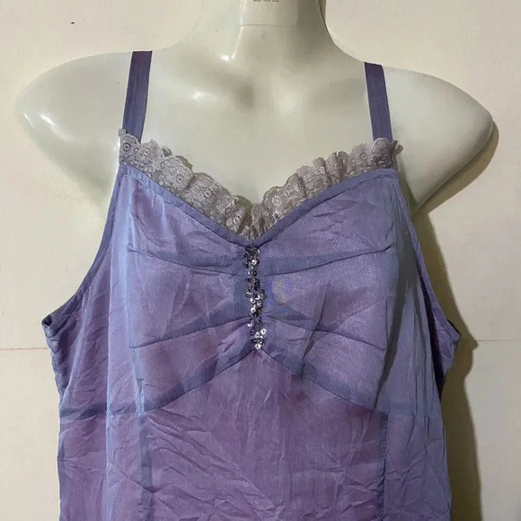 VTG Cottagecore Charng Shin Silk Cami Midi Dress 11/L/XL Sleeveless Line Violet - Picture 13 of 14